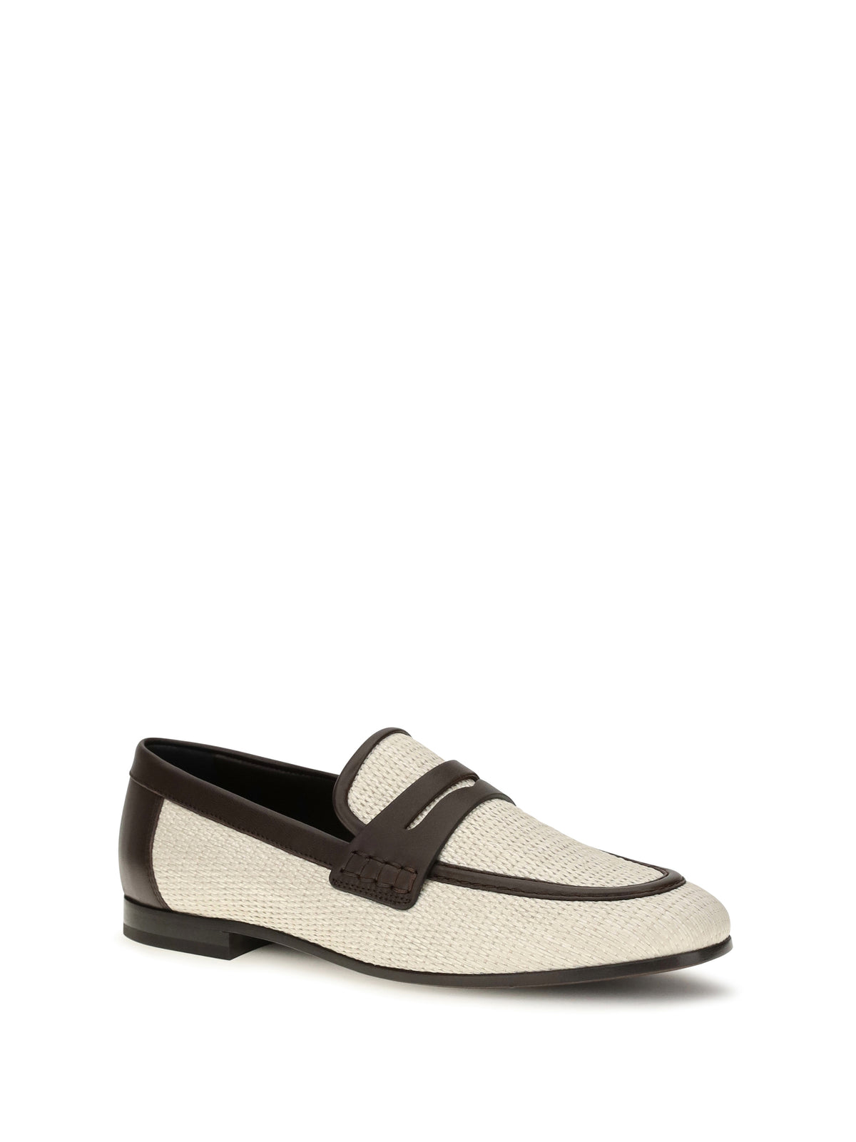 Brunello Cucinelli Two-tone leather and raffia Loafers - Corda