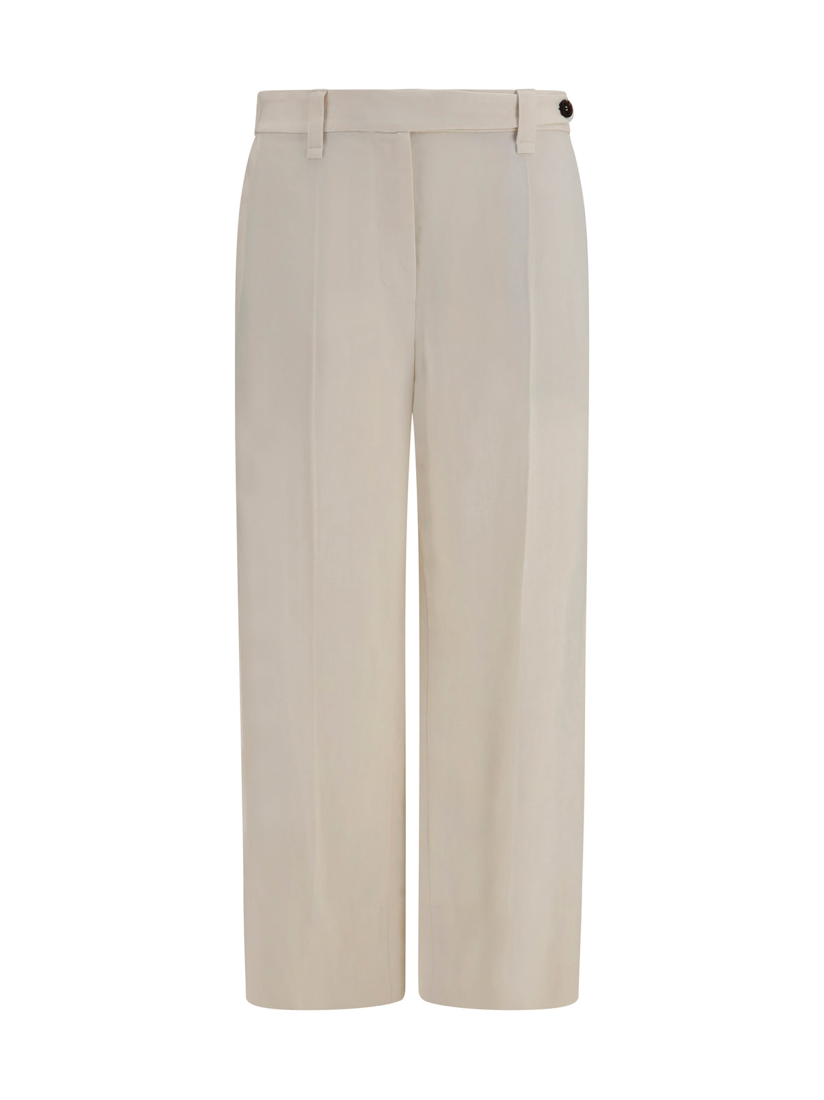 Brunello Cucinelli Cigarette Pants in fluid viscose and linen twill - Cream