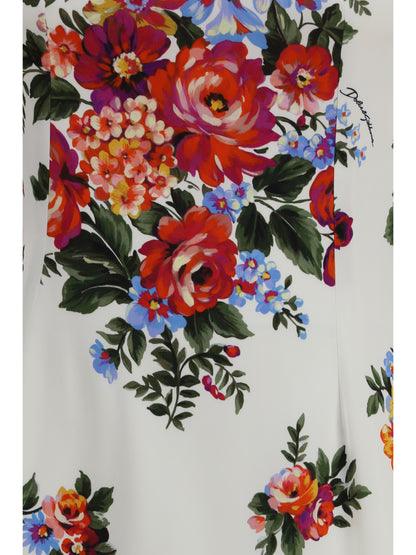 DOLCE & GABBANA Floral Print Stretch Viscose Dress