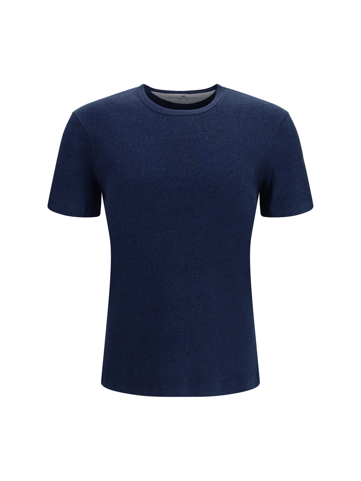 Brunello Cucinelli Denim-effect ribbed cotton jersey T-shirt - Navy