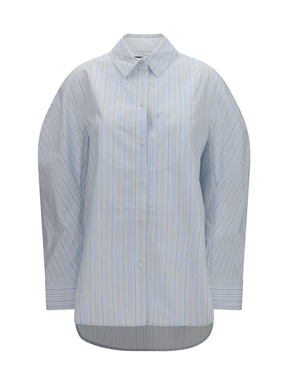 Jacquemus Citta cotton-poplin Shirt - Stripe Logo Light Blue/Wh