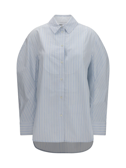 Jacquemus Citta cotton-poplin Shirt - Stripe Logo Light Blue/Wh
