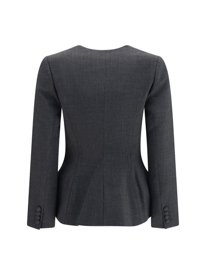 Self-Portrait Wool peplum Blazer - Grey