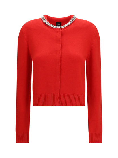 Pinko Colonia Cardigan with jewel collar - Red Ibisco