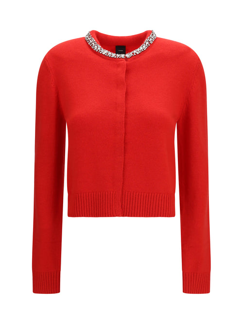 Pinko Colonia Cardigan with jewel collar - Red Ibisco