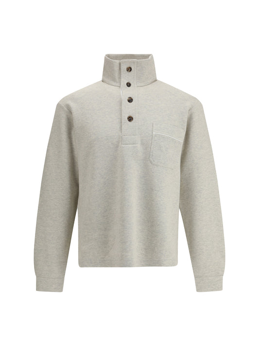 TOM FORD Cotton Sweatshirt with a partial front button closure