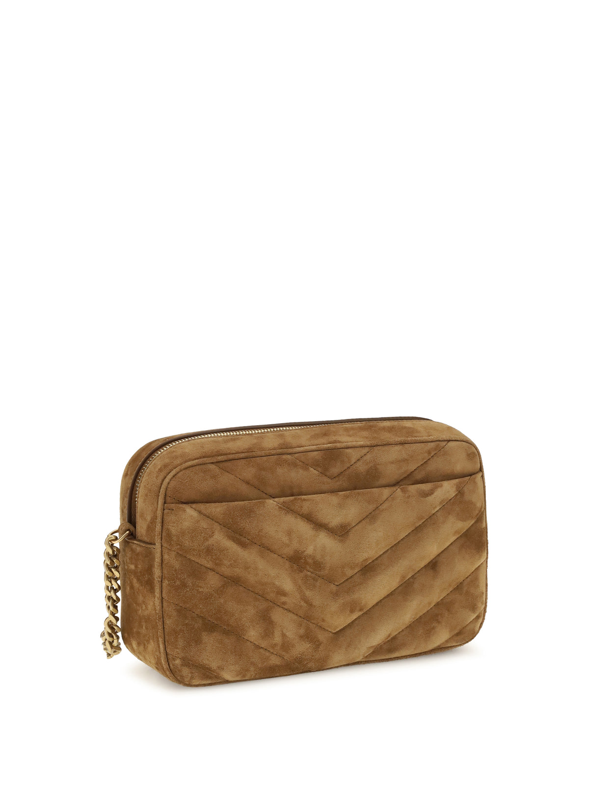 Saint Laurent Camera LouLou matelassé suede Shoulder Bag - Orange Caramel Cogn