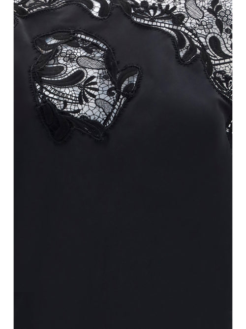 Ferragamo Silk Dress with lace - Black