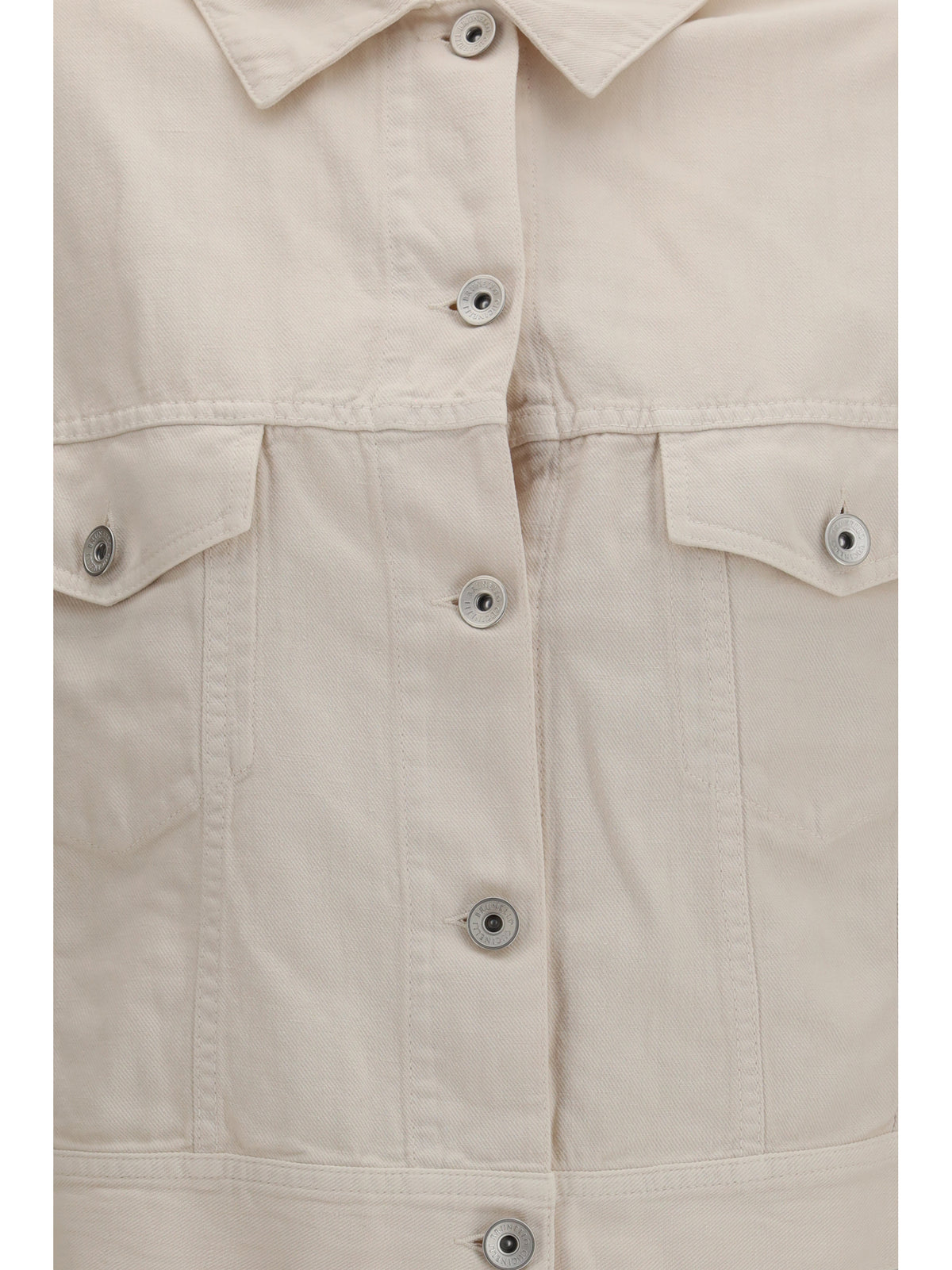Brunello Cucinelli Cotton and linen Jacket with monili - Gesso