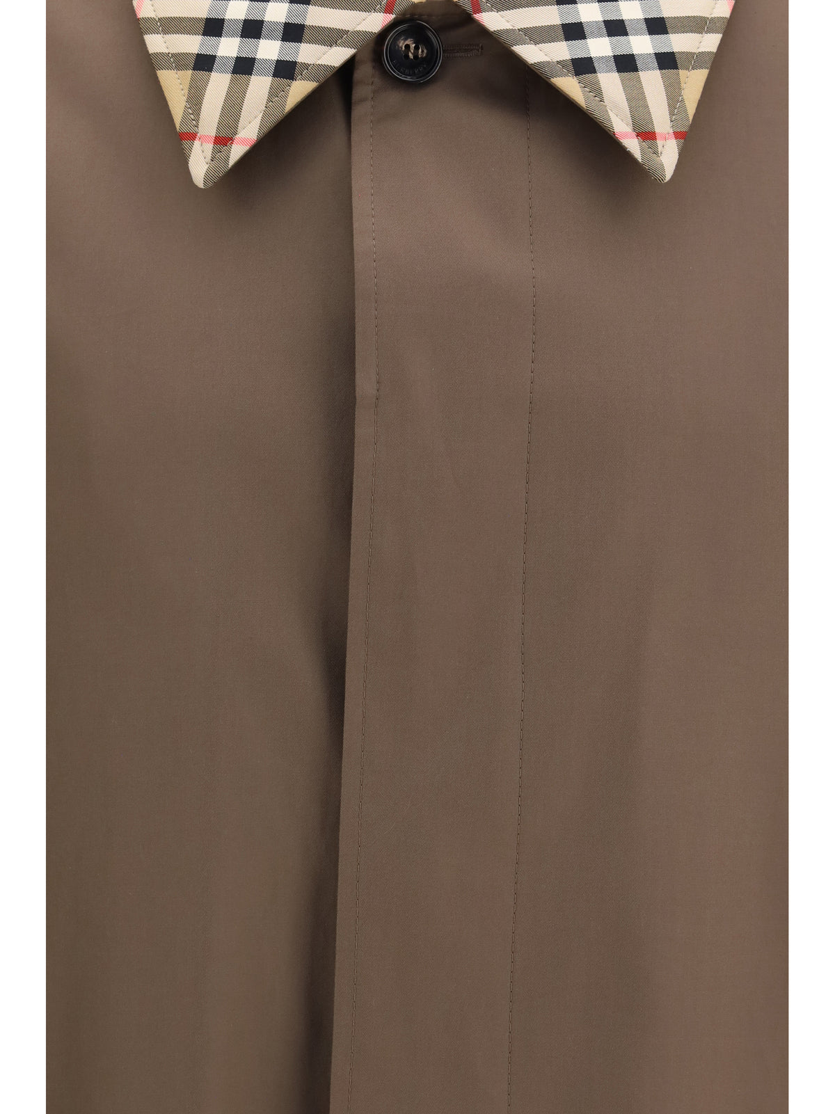 Burberry Tottenham cotton gabardine Coat with Check collar - Sepia Brown