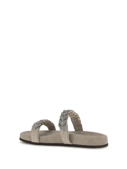 BRUNELLO CUCINELLI Laurel leaf monili-embellished Slides