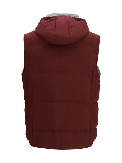 Brunello Cucinelli Sleeveless hooded Gilet - Burgundy