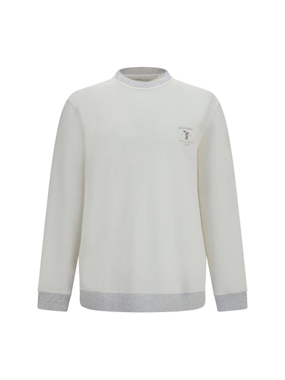 Brunello Cucinelli Cotton Sweatshirt with embroidery - Off White+Perla
