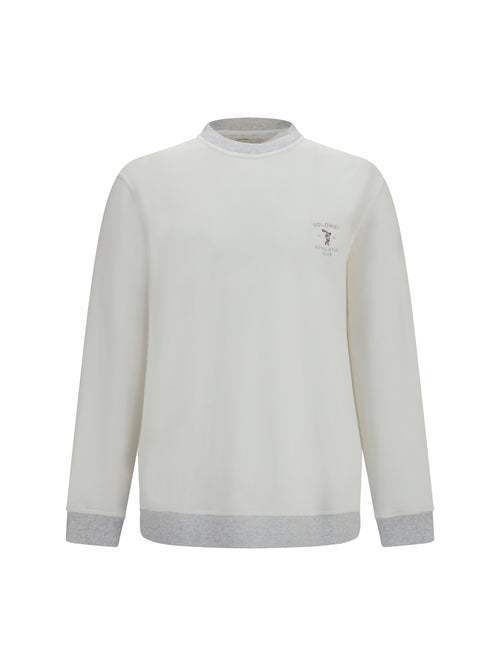 Brunello Cucinelli Cotton Sweatshirt with embroidery - Off White+Perla