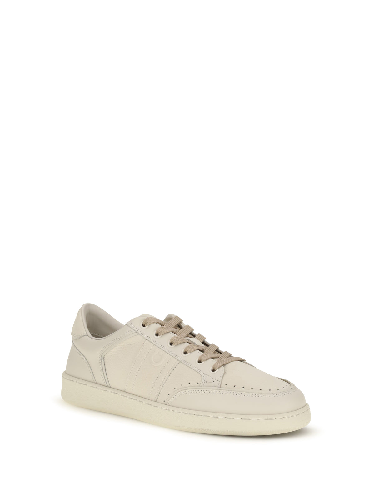 Ferragamo Leather Sneakers with logo - Mascarpone