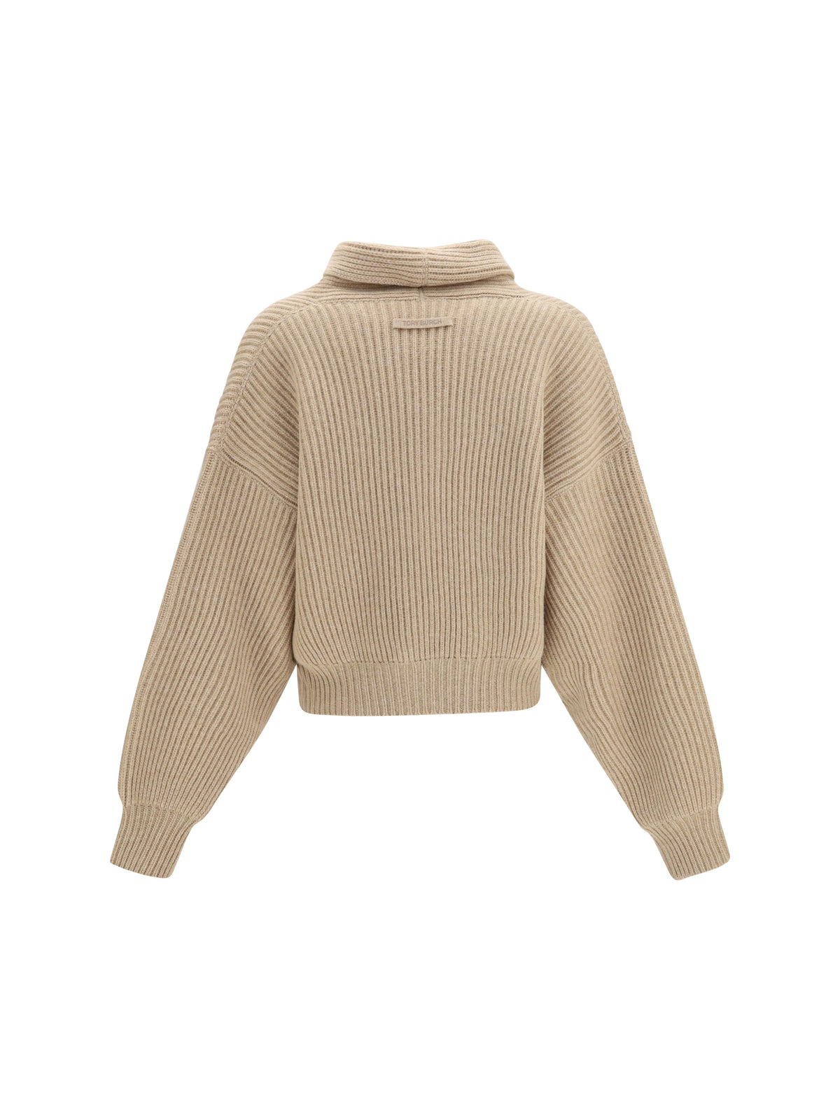 Tory Burch Ribbed wool cropped Cardigan - Golden Brown Melange