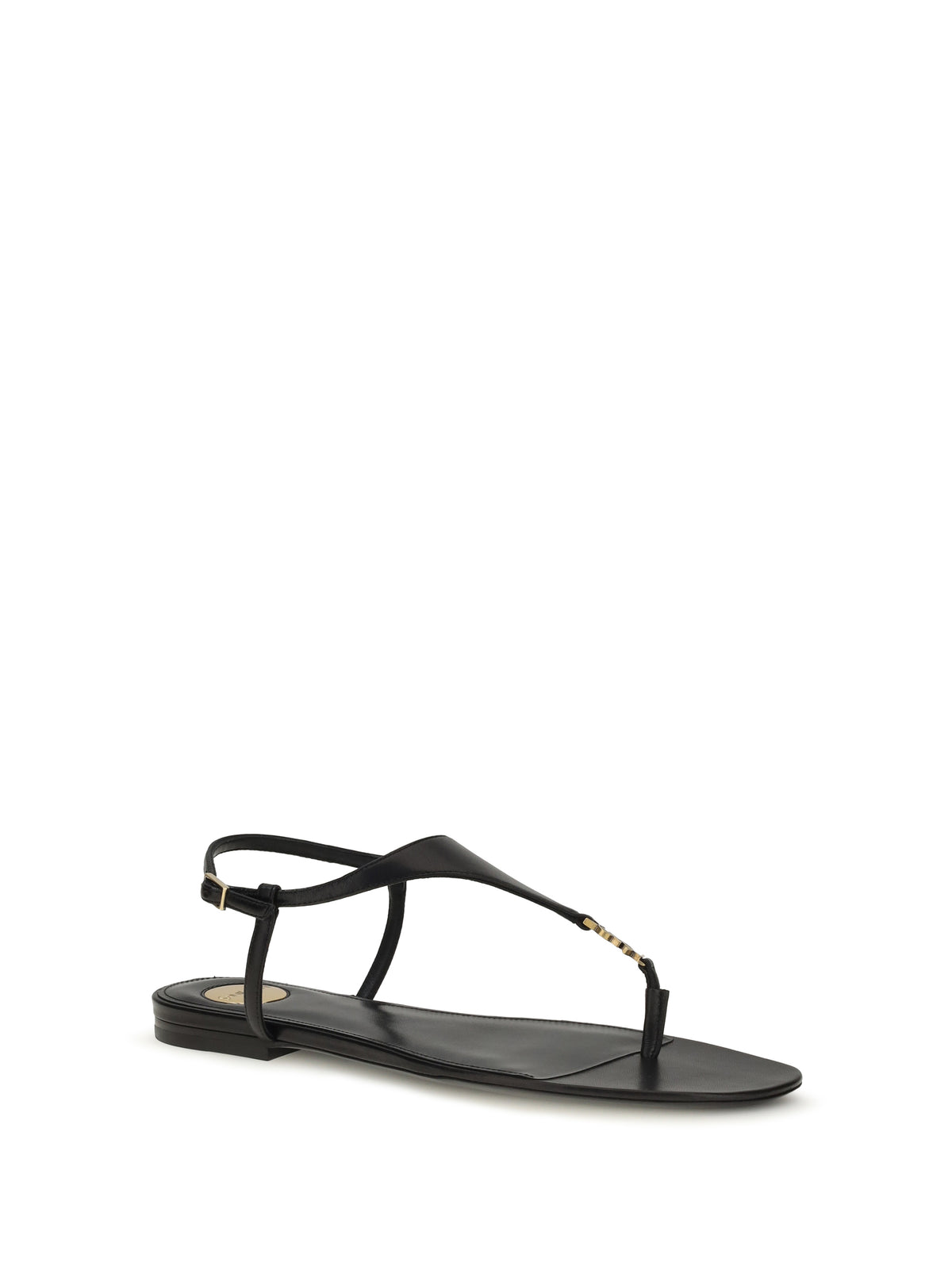 Saint Laurent Cassandre leather Sandals - Black