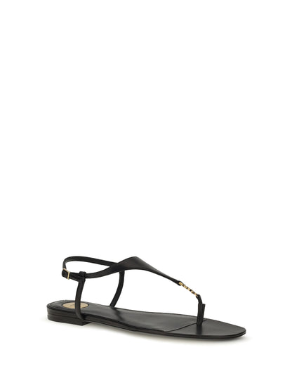 Saint Laurent Cassandre leather Sandals - Black