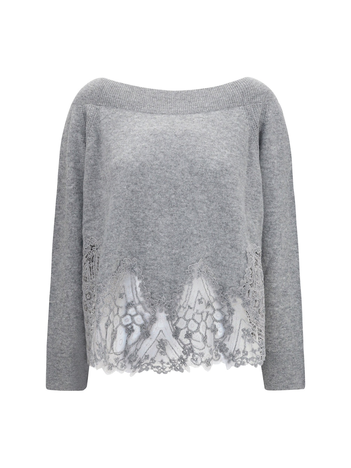 Ermanno Scervino Boat neck lace Sweater - Grey