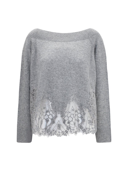 Ermanno Scervino Boat neck lace Sweater - Grey