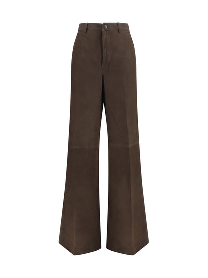 Rick Owens Wide-leg suede Pants - Grease