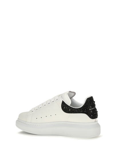 Alexander Mcqueen Oversized Sneakers with suede heel and crystal details - Sand
