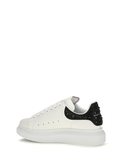 Alexander Mcqueen Oversized Sneakers with suede heel and crystal details - Sand