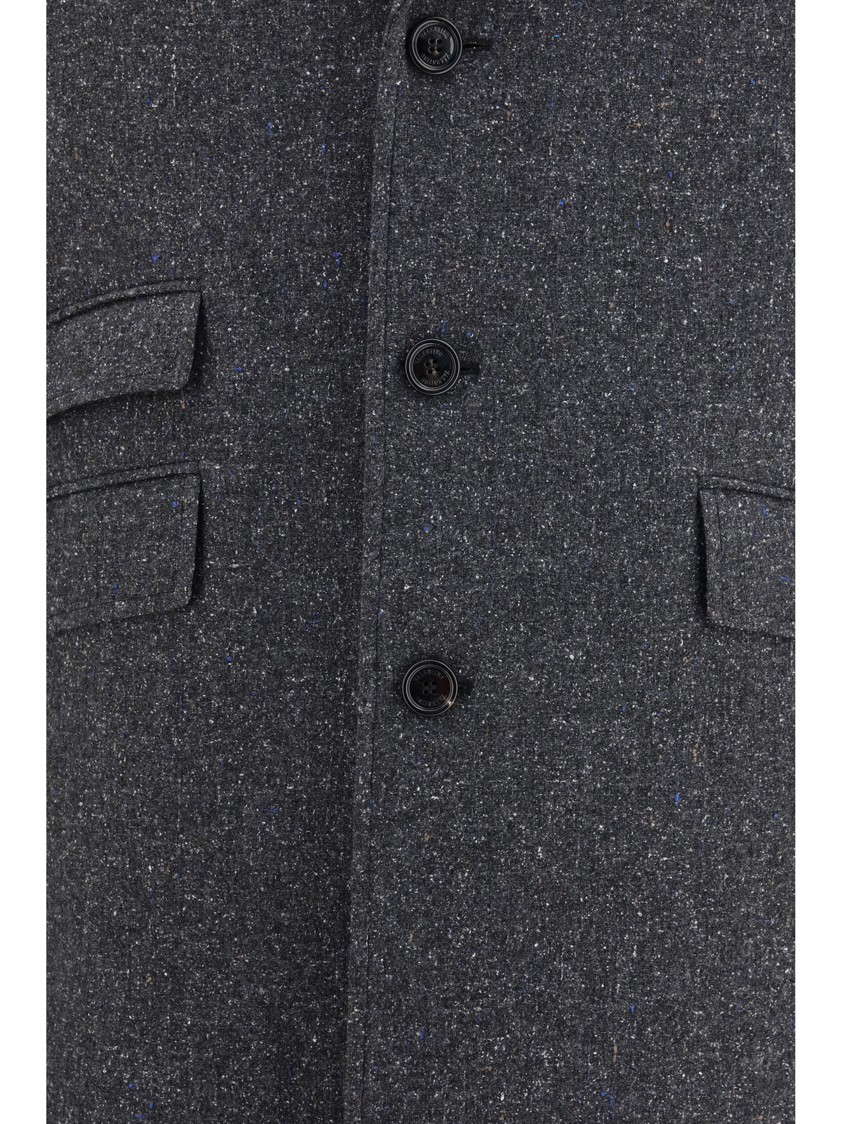 Valentino Long single-breasted Coat - Grey Melange/White/Light Blue/Beige