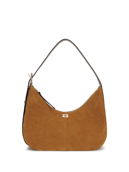 Ganni Suede vegan Shoulder Bag - Caramel Café