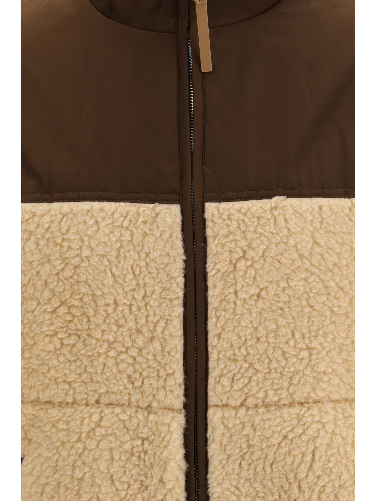 Ami Paris Fleece Jacket with nylon details - Beige Mastic