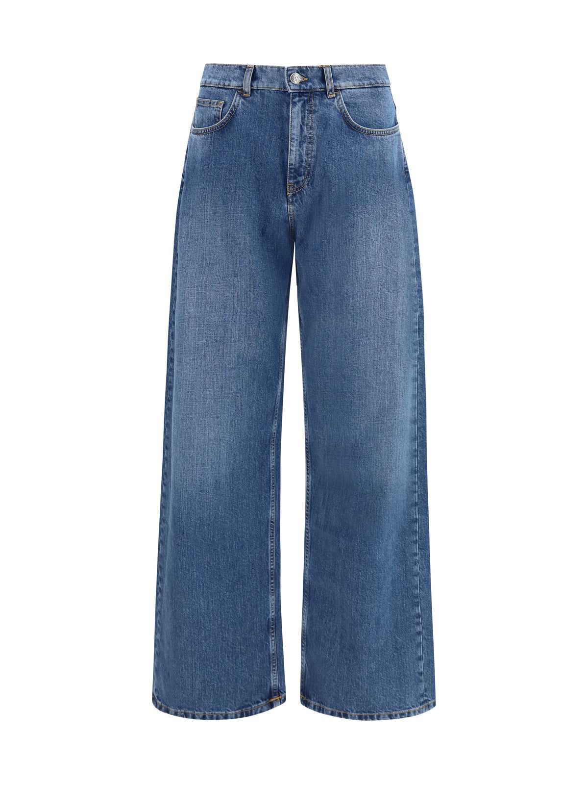 Palm Angels Wide-leg Jeans with back logo - Medium Blue