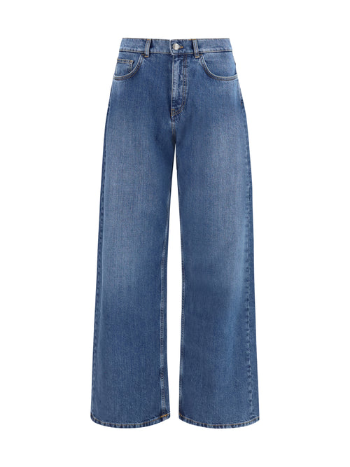 Palm Angels Wide-leg Jeans with back logo - Medium Blue