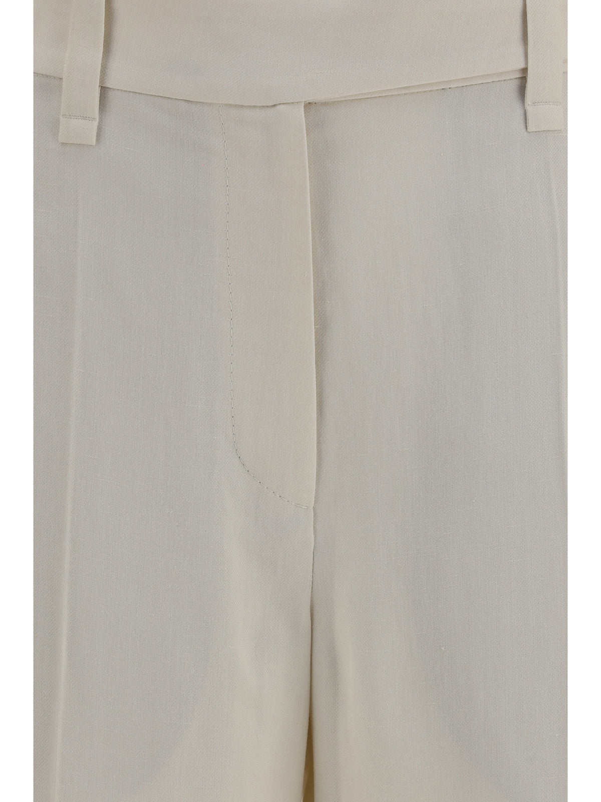 Brunello Cucinelli Cigarette Pants in fluid viscose and linen twill - Cream