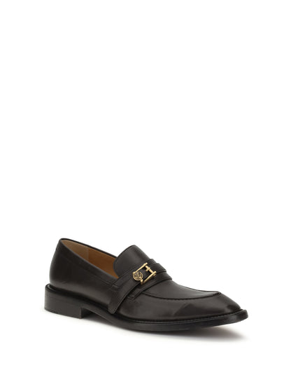 VERSACE Leather Loafers with Medusa accessory