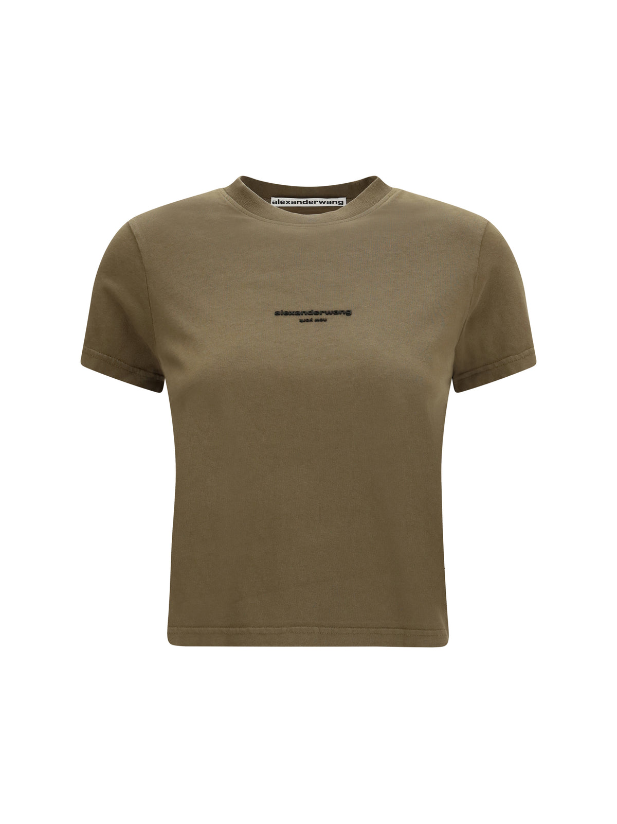Alexander Wang Short-sleeve T-shirt with central logo print - Olive