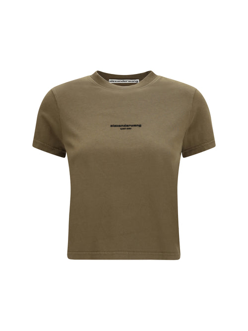 Alexander Wang Short-sleeve T-shirt with central logo print - Olive