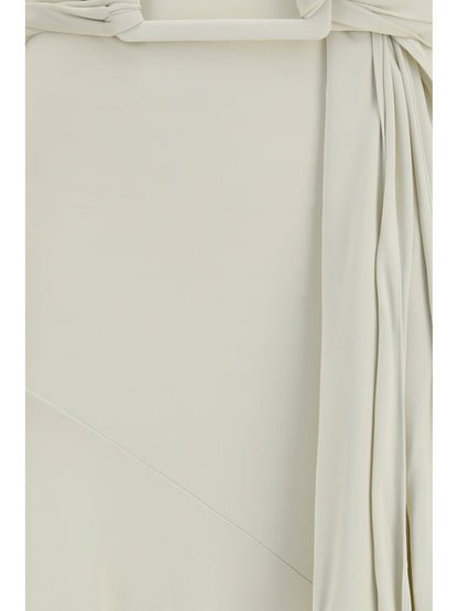 AlaïA Belted jersey Dress - Blanc Creme