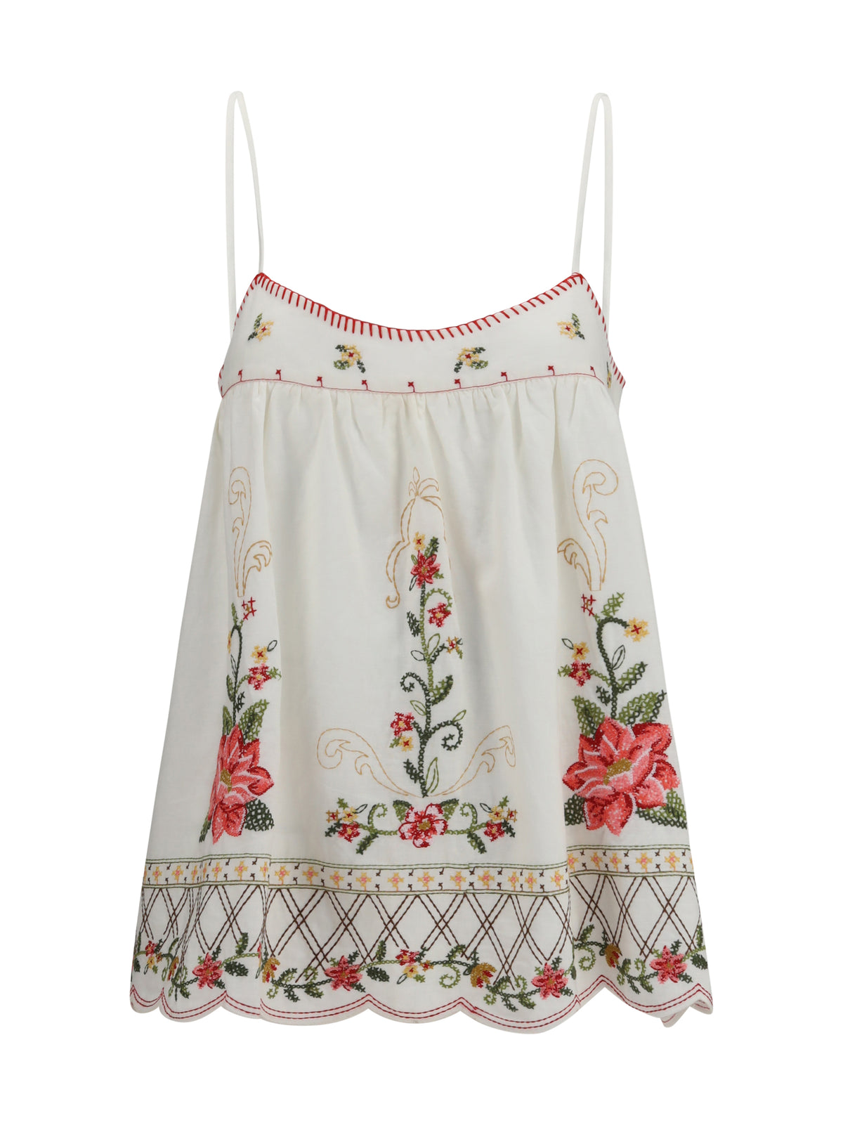 Farm Rio Floral embroidered Top - Off White