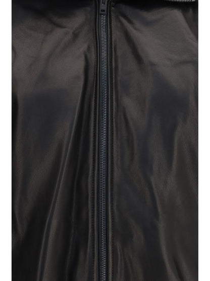 Acne Studios Leather Jacket with high collar - Black