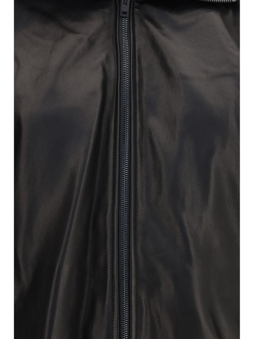 Acne Studios Leather Jacket with high collar - Black