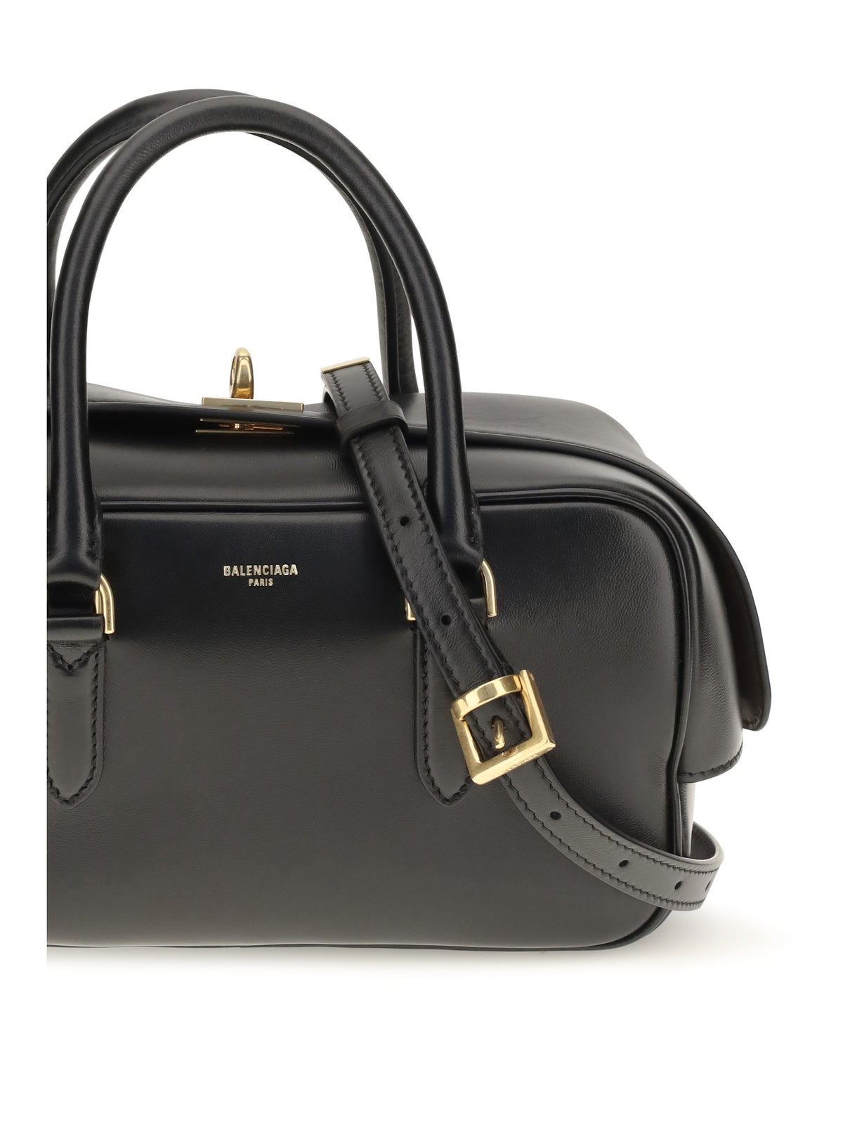 Balenciaga Small Le 7 Bowling Handbag - Black/Muscade