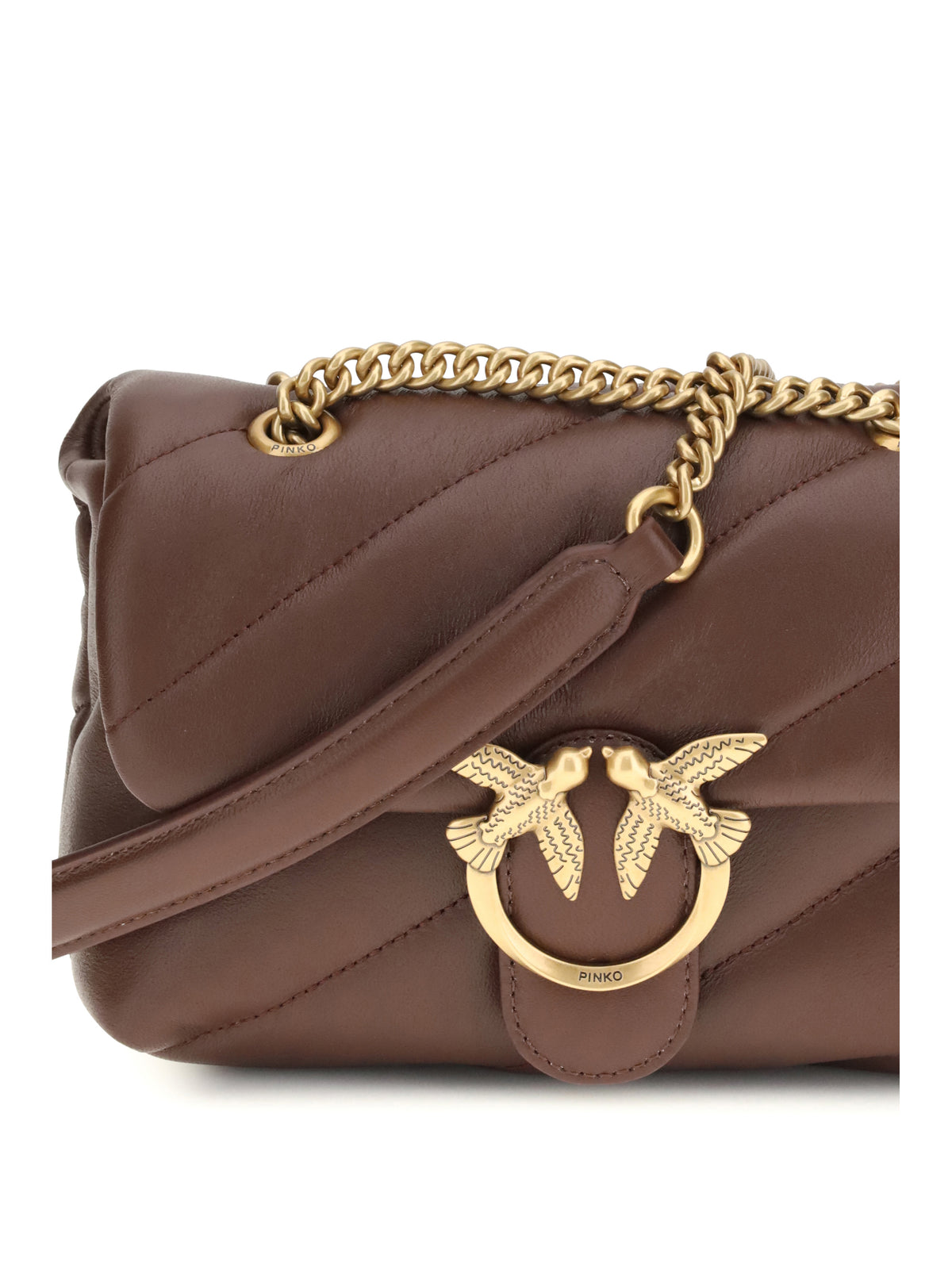 Pinko Love Mini Puff Shoulder Bag - Burgundy Wine-Antique Gold