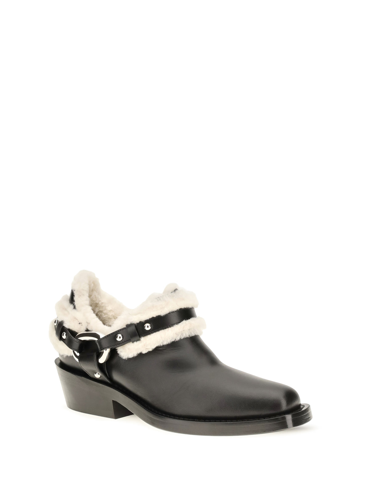 Rabanne Shearling trim biker ankle Boots - Black