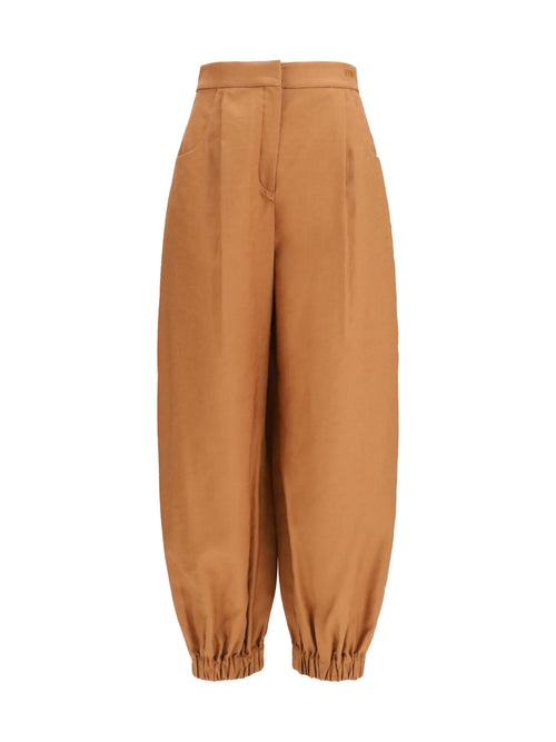 Fendi Cotton and linen balloon Pants - Wood-26
