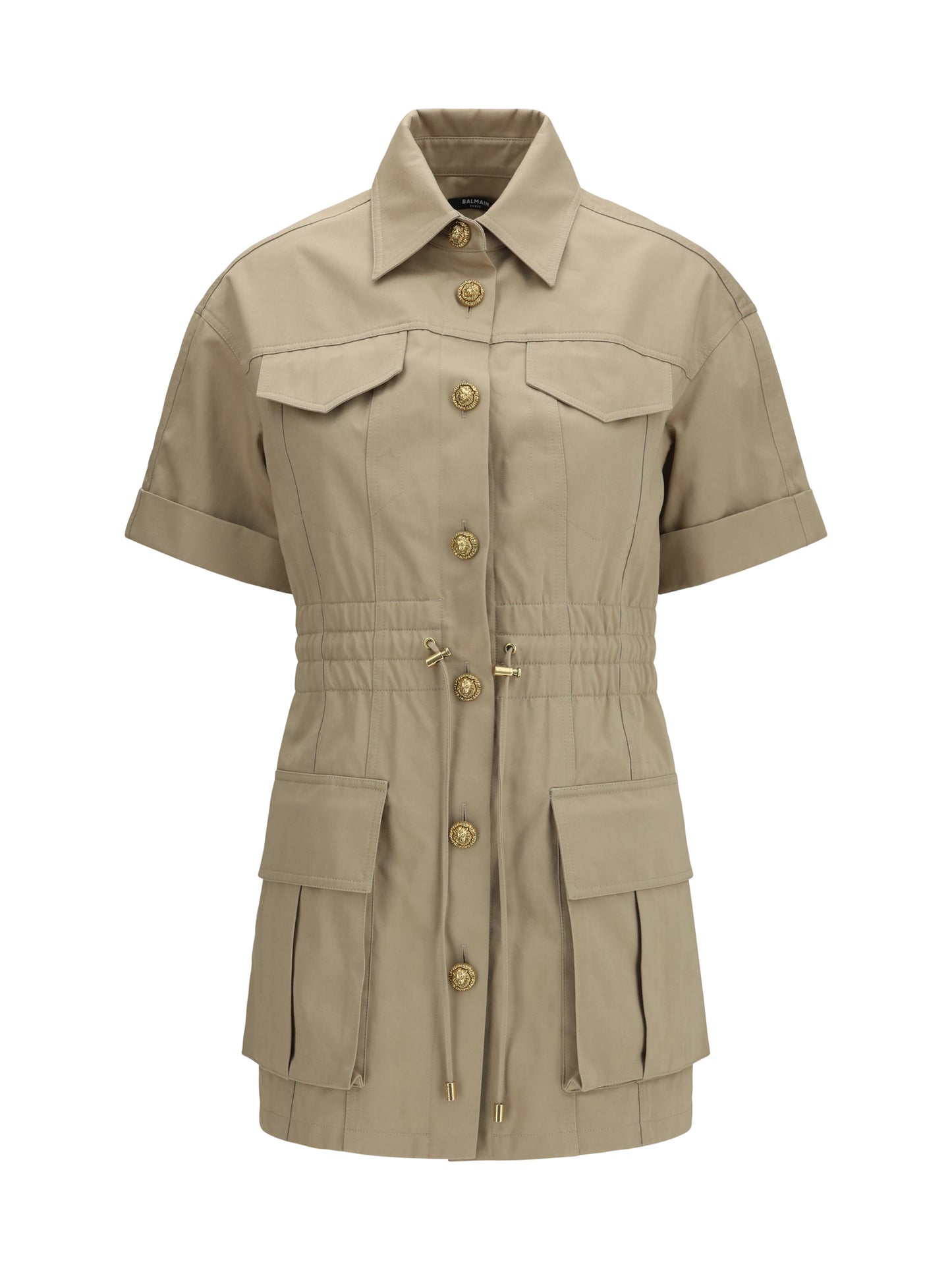 BALMAIN Gabardine Dress with four pockets and buttons