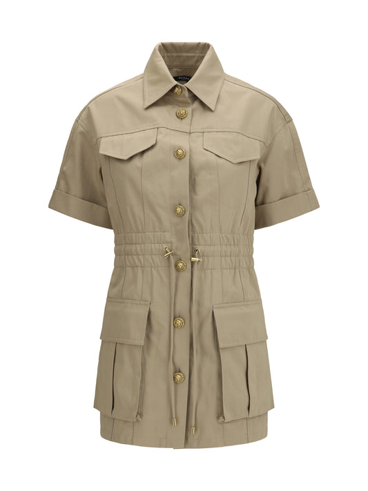 BALMAIN Gabardine Dress with four pockets and buttons