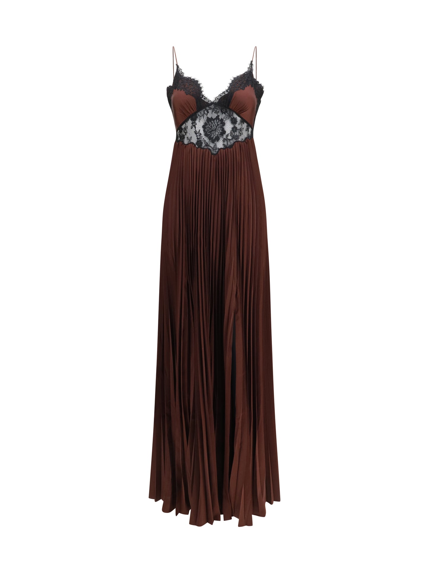 SELF-PORTRAIT Satin long Dress with lace inserts