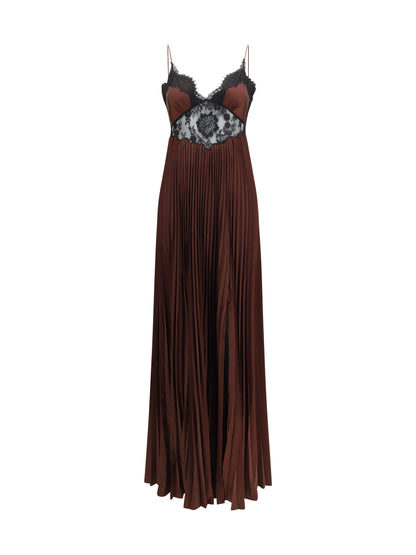 SELF-PORTRAIT Satin long Dress with lace inserts