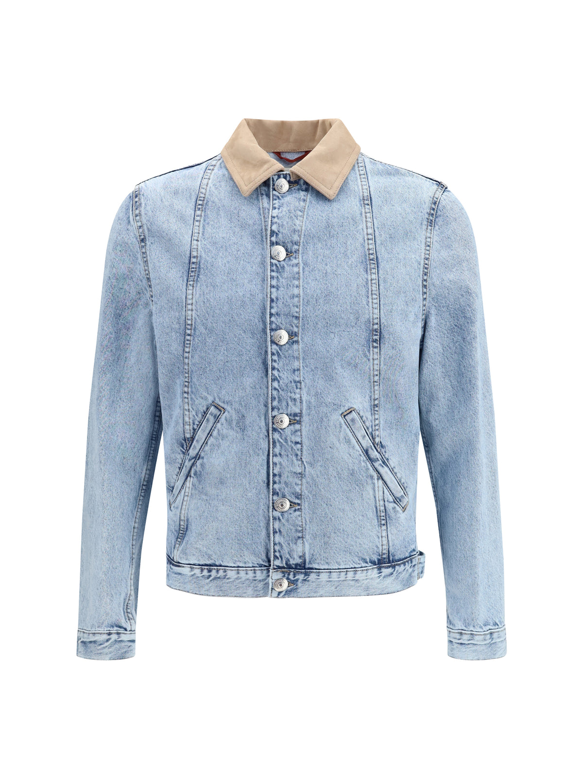 Brunello Cucinelli Denim Jacket with suede collar - Denim Light