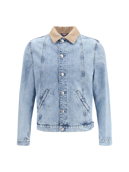 Brunello Cucinelli Denim Jacket with suede collar - Denim Light